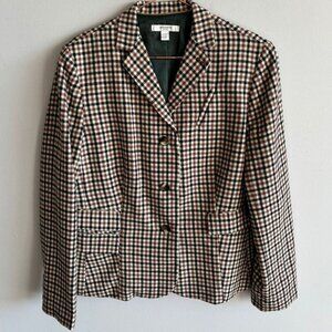 Liz Claiborne Womens Tart Tartans Plaid Wool Blend Blazer Multicolor Size 16
